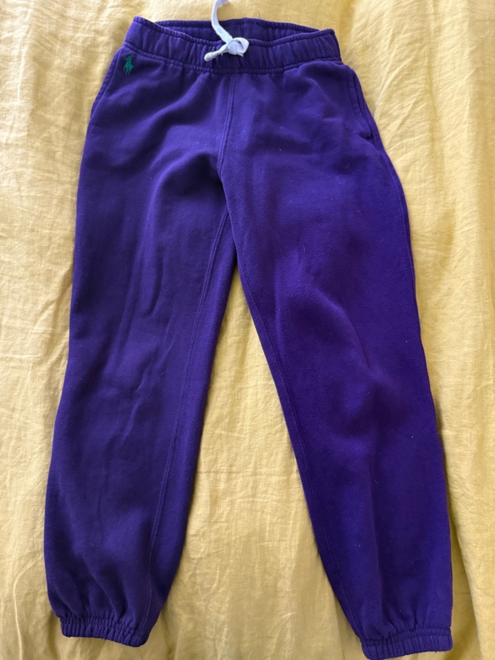 Ralph Lauren Kids Purple Fleece Joggers with Green Pony